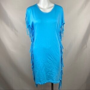 Exist Miami Blue Fringe Boho Tunic Dress